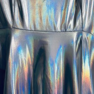 Silver Holographic Skater Dress